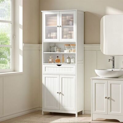 VASAGLE Colonne de salle de bain de Rangement Étroit Commode avec Tiroir Meuble pour Salle de Bains Idéal Petits Espaces Blanc Blanc - Publicité VASAGLE Colonne de salle de bain de Rangement Étroit Commode avec Tiroir Meuble pour Salle de Bains Idéal Petits Espaces Blanc Blanc - Publicité