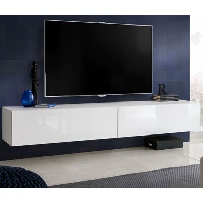 Meuble TV Loreto Komodee - Blanc Brillant et Blanc - Facades en Brillant - 200 x 30 x 41 cm Blanc - Publicité Meuble TV Loreto Komodee - Blanc Brillant et Blanc - Facades en Brillant - 200 x 30 x 41 cm Blanc - Publicité