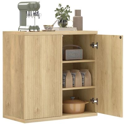 Buffet - HOMCOM - double porte à fermeture douce et étagère réglable - panneau de particules - 78 x 39 x 79 cm - chêne Marron - Publicité Buffet - HOMCOM - double porte à fermeture douce et étagère réglable - panneau de particules - 78 x 39 x 79 cm - chêne Marron - Publicité