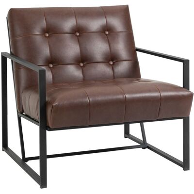 SPRATTYIC Fauteuil de salon Chesterfield Fauteuil Relax Assise Dossier capitonnés Structure métal Noir revêtement synthétique Chocolat Noir - Publicité SPRATTYIC Fauteuil de salon Chesterfield Fauteuil Relax Assise Dossier capitonnés Structure métal Noir revêtement synthétique Chocolat Noir - Publicité