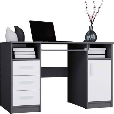 CDF DELTA - Bureau 120cm 3 tiroirs avec armoire et étagères pour bureau / chambre - Anthracite & blanc Blanc - Publicité CDF DELTA - Bureau 120cm 3 tiroirs avec armoire et étagères pour bureau / chambre - Anthracite & blanc Blanc - Publicité