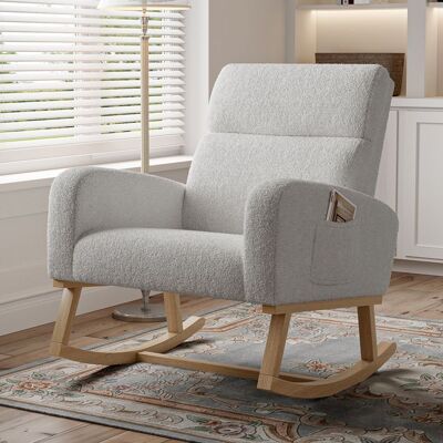 Fauteuil à Bascule - LUMINARIX - Rocking Chair - Pieds en Bois Massif - Style Scandinave - Gris Clair Gris - Publicité Fauteuil à Bascule - LUMINARIX - Rocking Chair - Pieds en Bois Massif - Style Scandinave - Gris Clair Gris - Publicité