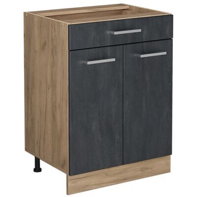 Vicco Modèle R-Line Meuble de cuisine - Béton noir / Chêne doré - Publicité Vicco Modèle R-Line Meuble de cuisine - Béton noir / Chêne doré - Publicité