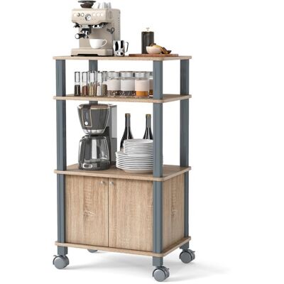 GIANTEX Étagère de Micro-Ondes à Roulettes-Desserte de Cuisine-Meuble de Rangement avec Portes-Étagères Ouvertes-60x40x98cm-Naturel Marron - Publicité GIANTEX Étagère de Micro-Ondes à Roulettes-Desserte de Cuisine-Meuble de Rangement avec Portes-Étagères Ouvertes-60x40x98cm-Naturel Marron - Publicité