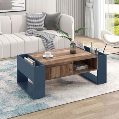 Lemonbest Table basse en bois 111 x 60 x 40 cm Table de Salon avec tiroir et Compartiment de rangement Couleur Bois + Gris Marron - Publicité Lemonbest Table basse en bois 111 x 60 x 40 cm Table de Salon avec tiroir et Compartiment de rangement Couleur Bois + Gris Marron - Publicité