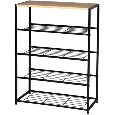 WOLTU Banc Etagère à chaussures avec 4 étagèresMeuble de rangement pour 12 paires de chaussuresEtagère en bois et métal Noir - Publicité WOLTU Banc Etagère à chaussures avec 4 étagèresMeuble de rangement pour 12 paires de chaussuresEtagère en bois et métal Noir - Publicité