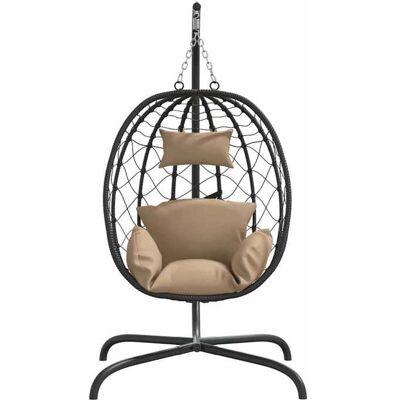 VIDAXL Printemps 2026 SoldesTaupe Fauteuil suspendu avec coussin en polyrotin et acier taupe 2_518560 Noir - Publicité VIDAXL Printemps 2026 SoldesTaupe Fauteuil suspendu avec coussin en polyrotin et acier taupe 2_518560 Noir - Publicité