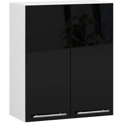 Meuble de cuisine haut AKORD W60 OLIWIA modulable Blanc 60 cm 2 portes façade Noir Brillant 2 étagères 60x30x72 cm Blanc - Publicité Meuble de cuisine haut AKORD W60 OLIWIA modulable Blanc 60 cm 2 portes façade Noir Brillant 2 étagères 60x30x72 cm Blanc - Publicité