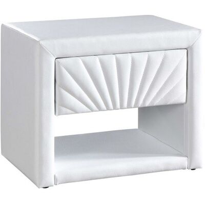 VENTE-UNIQUE Table de chevet - 1 tiroir et 1 niche - Simili - Blanc - ULAMI Blanc - Publicité VENTE-UNIQUE Table de chevet - 1 tiroir et 1 niche - Simili - Blanc - ULAMI Blanc - Publicité