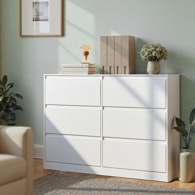 VASAGLE Kailyn Collection - Commode Chambre 6 Tiroirs Armoire de Rangement Meuble à Vêtements 40 x 1194 x 75 cm Blanc Neige Blanc - Publicité VASAGLE Kailyn Collection - Commode Chambre 6 Tiroirs Armoire de Rangement Meuble à Vêtements 40 x 1194 x 75 cm Blanc Neige Blanc - Publicité