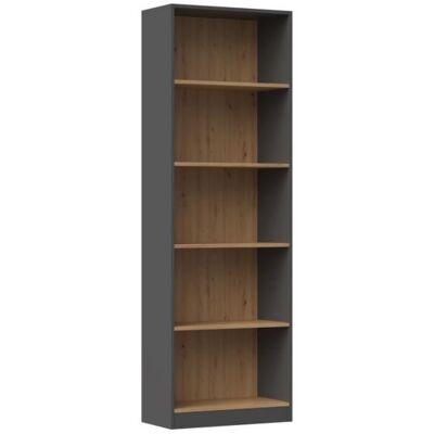 Topeshop Florence - 5‑étagères - 182x80x30 cm - Gris mat aspect bois - Bibliothèque - Publicité Topeshop Florence - 5‑étagères - 182x80x30 cm - Gris mat aspect bois - Bibliothèque - Publicité