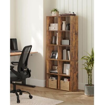 VASAGLE Bibliothèque 10 Compartiments pour Salon Bureau Chambre Séparateur de Pièce Style Industriel Marron Rustique Marron - Publicité VASAGLE Bibliothèque 10 Compartiments pour Salon Bureau Chambre Séparateur de Pièce Style Industriel Marron Rustique Marron - Publicité