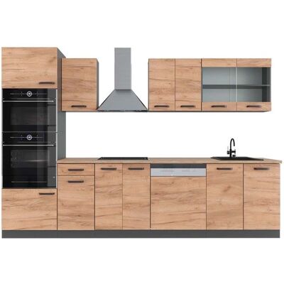 Cuisine R-Line 300cm avec armoire haute PT Chêne Chêne de force doré/Anthracite Vicco 43153 Jaune - Publicité Cuisine R-Line 300cm avec armoire haute PT Chêne Chêne de force doré/Anthracite Vicco 43153 Jaune - Publicité