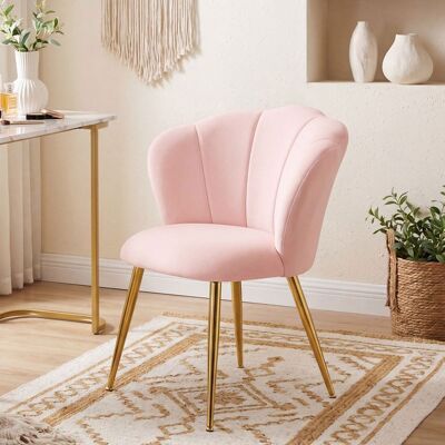 VASAGLE Fauteuil de salon en Velours Chaise Rembourrée avec Dossier Pétale Pieds Acier Salon Chambre Rose Rose - Publicité VASAGLE Fauteuil de salon en Velours Chaise Rembourrée avec Dossier Pétale Pieds Acier Salon Chambre Rose Rose - Publicité