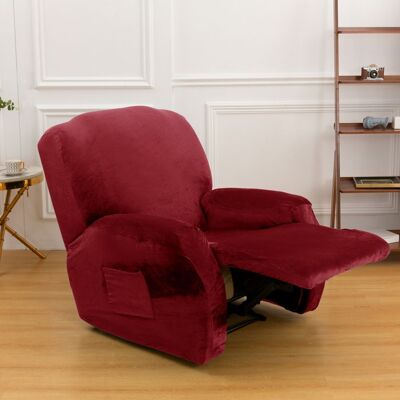 SERBASIC Housse de Fauteuil Rouge Velours Extensible Housse de Canapé Antidérapante avec Poche Latérale Protege 1 Places Fauteuil Inclinable Rouge - Publicité SERBASIC Housse de Fauteuil Rouge Velours Extensible Housse de Canapé Antidérapante avec Poche Latérale Protege 1 Places Fauteuil Inclinable Rouge - Publicité