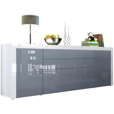 Vladon Buffet commode La Paz V2 en Blanc haute brillance - Gris haute brillance - Blanc haute brillance Gris - Publicité Vladon Buffet commode La Paz V2 en Blanc haute brillance - Gris haute brillance - Blanc haute brillance Gris - Publicité