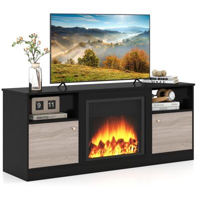 COSTWAY 65 Meuble TV LED et 2 Armoires Compartiments Ouverts Porte Magnétique Design Moderne pour Salon 147 x 40 x 60 cm Noir - Publicité COSTWAY 65 Meuble TV LED et 2 Armoires Compartiments Ouverts Porte Magnétique Design Moderne pour Salon 147 x 40 x 60 cm Noir - Publicité