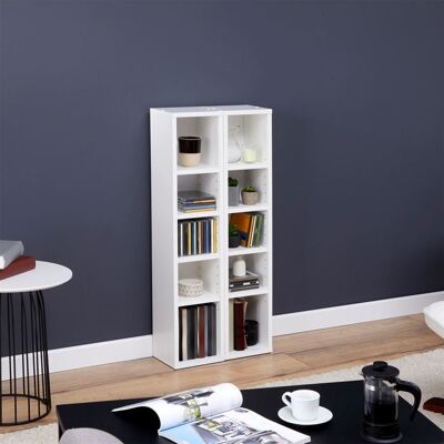 Idimex Etagères modulables MUSIQUE pour CD et DVD lot de 2 meubles de rangement en colonne avec 10 compartiments en mélaminé blanc mat Blanc - Publicité Idimex Etagères modulables MUSIQUE pour CD et DVD lot de 2 meubles de rangement en colonne avec 10 compartiments en mélaminé blanc mat Blanc - Publicité