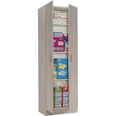 PEGANE Armoire de rangement 2 portes en mélamine coloris chêne - Dim : H180 x L58.5 x P37 cm Marron - Publicité PEGANE Armoire de rangement 2 portes en mélamine coloris chêne - Dim : H180 x L58.5 x P37 cm Marron - Publicité