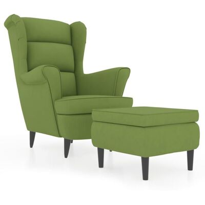VIDAXL @FRENCH Fauteuil à oreilles de salon - Fauteuil Relax individuel - TOP VENTES - avec tabouret vert clair velours 8696009 Vert - Publicité VIDAXL @FRENCH Fauteuil à oreilles de salon - Fauteuil Relax individuel - TOP VENTES - avec tabouret vert clair velours 8696009 Vert - Publicité