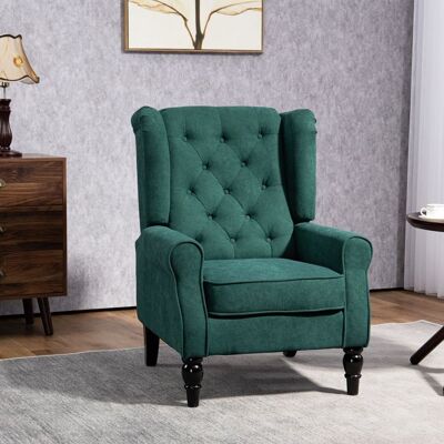 Generic Fauteuil de salon capitonné avec assise large pieds en bois style classique grand confort 74 x 86 x 102 cm vert Vert - Publicité Generic Fauteuil de salon capitonné avec assise large pieds en bois style classique grand confort 74 x 86 x 102 cm vert Vert - Publicité