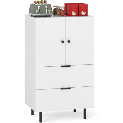 COSTWAY Armoire Rangement avec Tiroirs 2 Portes Pieds en Métal Petite Meuble Rangement pour Chambre Salon Cuisine Blanc Blanc - Publicité COSTWAY Armoire Rangement avec Tiroirs 2 Portes Pieds en Métal Petite Meuble Rangement pour Chambre Salon Cuisine Blanc Blanc - Publicité