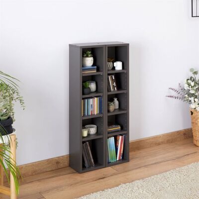 Idimex Etagères modulables MUSIQUE pour CD et DVD lot de 2 meubles de rangement en colonne avec 10 compartiments en mélaminé gris mat Gris - Publicité Idimex Etagères modulables MUSIQUE pour CD et DVD lot de 2 meubles de rangement en colonne avec 10 compartiments en mélaminé gris mat Gris - Publicité