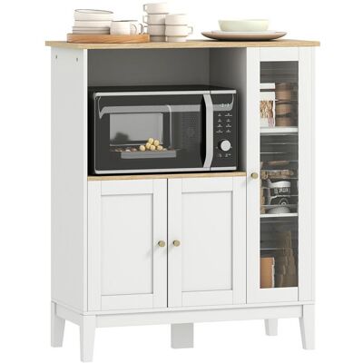 Meuble micro-ondes - HOMCOM - armoire de cuisine buffet 1 niche 3 portes verre trempé - bois verre - 80x35x97cm - blanc Blanc - Publicité Meuble micro-ondes - HOMCOM - armoire de cuisine buffet 1 niche 3 portes verre trempé - bois verre - 80x35x97cm - blanc Blanc - Publicité