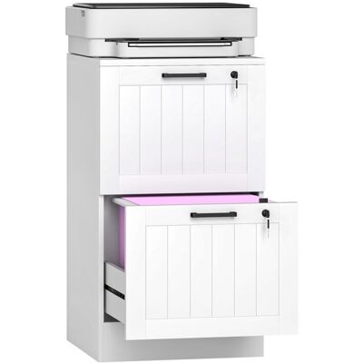 Caisson bureau - HOMCOM - 2 tiroirs et serrures - barres de suspension réglables pour dossiers A4 et lettre - 40 x 40 x 71 cm blanc Blanc - Publicité Caisson bureau - HOMCOM - 2 tiroirs et serrures - barres de suspension réglables pour dossiers A4 et lettre - 40 x 40 x 71 cm blanc Blanc - Publicité