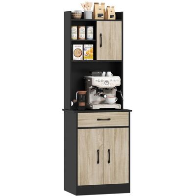 Buffet haut cuisine - HOMCOM - tiroir 3 portes étagères plan de travail - panneau de particules - 60x40x180cm - bois naturel Noir - Publicité Buffet haut cuisine - HOMCOM - tiroir 3 portes étagères plan de travail - panneau de particules - 60x40x180cm - bois naturel Noir - Publicité