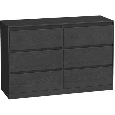 Commode Chambre 6 Tiroirs - VASAGLE - Moderne - Noir Boisé - Sécurité Anti-Basculement Noir - Publicité Commode Chambre 6 Tiroirs - VASAGLE - Moderne - Noir Boisé - Sécurité Anti-Basculement Noir - Publicité