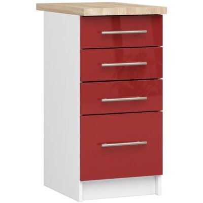 Meuble de cuisine bas AKORD S40 OLIWIA modulable Blanc 40 cm 4 tiroirs façade Rouge Brillante 40x46x85 cm Blanc - Publicité Meuble de cuisine bas AKORD S40 OLIWIA modulable Blanc 40 cm 4 tiroirs façade Rouge Brillante 40x46x85 cm Blanc - Publicité