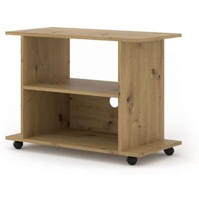 Meuble TV - AC-Déco - Yogi - Beige - L 80 cm - Sur roulettes - 2 étagères ouvertes Beige - Publicité Meuble TV - AC-Déco - Yogi - Beige - L 80 cm - Sur roulettes - 2 étagères ouvertes Beige - Publicité