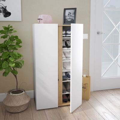 Meuble à chaussures avec 2 portes et 6 étagères réglables blanc - Blanc - Terre de Nuit Blanc - Publicité Meuble à chaussures avec 2 portes et 6 étagères réglables blanc - Blanc - Terre de Nuit Blanc - Publicité