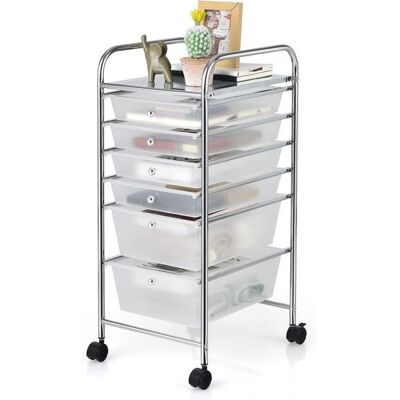 COSTWAY Tour de Rangement à Roulettes - 6 Tiroirs Amovibles 34 x 435 x 76 CM Format A4 et Lettre Chariot de Couleur Transparent Gris - Publicité COSTWAY Tour de Rangement à Roulettes - 6 Tiroirs Amovibles 34 x 435 x 76 CM Format A4 et Lettre Chariot de Couleur Transparent Gris - Publicité
