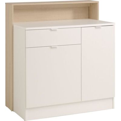 KEY - Meuble multifonctions - Module cuisine 2 portes 1 tiroir / Bar / Travail - 1035 x 59 x 115 cm - Chêne / Blanc - PARISOT Blanc - Publicité KEY - Meuble multifonctions - Module cuisine 2 portes 1 tiroir / Bar / Travail - 1035 x 59 x 115 cm - Chêne / Blanc - PARISOT Blanc - Publicité