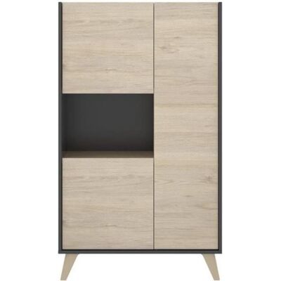 PEGANE Buffet Meuble de rangement 3 portes coloris graphite-naturel - Longueur 81 x Hauteur 135 x Profondeur 43 cm Beige - Publicité PEGANE Buffet Meuble de rangement 3 portes coloris graphite-naturel - Longueur 81 x Hauteur 135 x Profondeur 43 cm Beige - Publicité