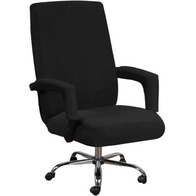 WOVTE Housses de chaise de bureau extensibles avec accoudoirs motif jacquard à dossier haut pour chaise dordinateurXLNoir Blanc - Publicité WOVTE Housses de chaise de bureau extensibles avec accoudoirs motif jacquard à dossier haut pour chaise dordinateurXLNoir Blanc - Publicité