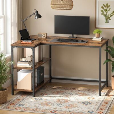 VASAGLE Bureau en L Étagères Réglables avec Rangement 110 x 80 cm Marron Marron - Publicité VASAGLE Bureau en L Étagères Réglables avec Rangement 110 x 80 cm Marron Marron - Publicité