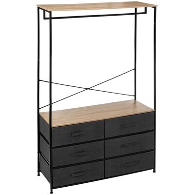 PEGANE Armoire dressing avec 6 tiroirs en bois coloris naturel et métal coloris Gris Foncé Gris - Publicité PEGANE Armoire dressing avec 6 tiroirs en bois coloris naturel et métal coloris Gris Foncé Gris - Publicité