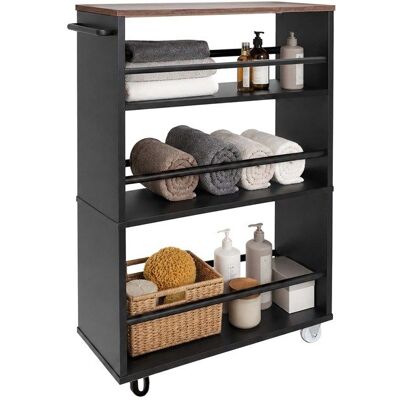 Relaxdays chariot de niche HxLxP 80x15x45 cm étagère étroite salle de bain & cuisine 4 niveaux roulettes noir-marron - Publicité Relaxdays chariot de niche HxLxP 80x15x45 cm étagère étroite salle de bain & cuisine 4 niveaux roulettes noir-marron - Publicité