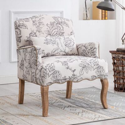 WAHSON OFFICE CHAIRS Wahson Fauteuil Retro en Baroque Canapé 1 Place avec Pieds en Bois avec accoudoirs et Dossier pour Chambre et Salon Lin Beige Beige - Publicité WAHSON OFFICE CHAIRS Wahson Fauteuil Retro en Baroque Canapé 1 Place avec Pieds en Bois avec accoudoirs et Dossier pour Chambre et Salon Lin Beige Beige - Publicité