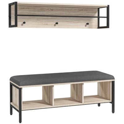 HOMCOM - Ensemble meuble dentrée - Panneau de particules - 100x35x45cm - Bois naturel Blanc - Publicité HOMCOM - Ensemble meuble dentrée - Panneau de particules - 100x35x45cm - Bois naturel Blanc - Publicité