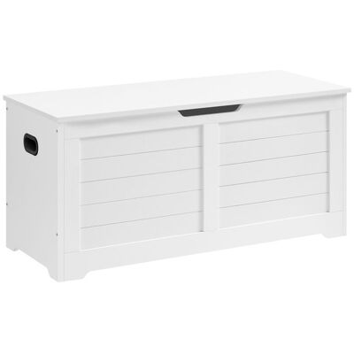 Coffre de Rangement Intérieur VASAGLE - Style Grange - 100 x 40 x 46 cm - Blanc Marron - Publicité Coffre de Rangement Intérieur VASAGLE - Style Grange - 100 x 40 x 46 cm - Blanc Marron - Publicité
