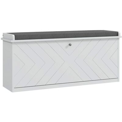 Banc à chaussures - HOMCOM - tiroir rabattable coussin dassise et étagère réglable - 100 x 26 x 445 cm - blanc Blanc - Publicité Banc à chaussures - HOMCOM - tiroir rabattable coussin dassise et étagère réglable - 100 x 26 x 445 cm - blanc Blanc - Publicité