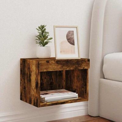 VIDAXL 29224 1 pcs Armoire de chevet murale - MEUBLECHIC - avec rangement - Pour chambre - avec lumières LED chêne fuméPrintemps/été Marron - Publicité VIDAXL 29224 1 pcs Armoire de chevet murale - MEUBLECHIC - avec rangement - Pour chambre - avec lumières LED chêne fuméPrintemps/été Marron - Publicité