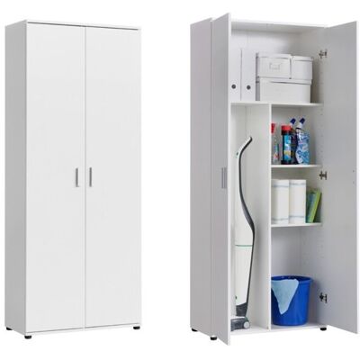 HOME COLLECTIVE Armoire de rangement 2 portes - Armoire de bureau 3 étagères - 75x35x184 cm - Meuble de rangement - Compartiment balais - Blanc Blanc - Publicité HOME COLLECTIVE Armoire de rangement 2 portes - Armoire de bureau 3 étagères - 75x35x184 cm - Meuble de rangement - Compartiment balais - Blanc Blanc - Publicité