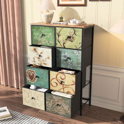 Commode - ADWOLT - Vintage - 8 tiroirs - Acier - Tissu lin résistant - 68x30x100cm Jaune - Publicité Commode - ADWOLT - Vintage - 8 tiroirs - Acier - Tissu lin résistant - 68x30x100cm Jaune - Publicité