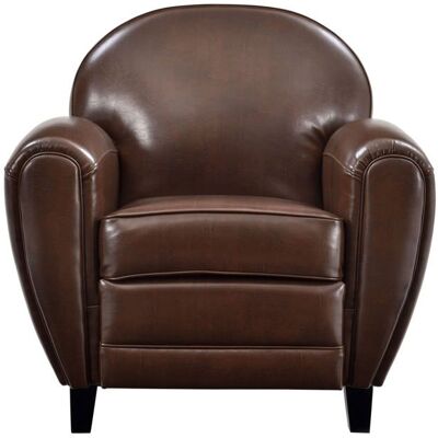 RENDEZ VOUS DECO Fauteuil marron en croute de cuir enduite - Club - Maison Pavane Marron - Publicité RENDEZ VOUS DECO Fauteuil marron en croute de cuir enduite - Club - Maison Pavane Marron - Publicité
