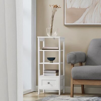 SoBuy FBT91-W Table d’Appoint Haute Bout de Canapé Étagère de Rangement pour Salon Bureau en 3 niveaux avec 1 tiroir 30x28x74 Blanc - Publicité SoBuy FBT91-W Table d’Appoint Haute Bout de Canapé Étagère de Rangement pour Salon Bureau en 3 niveaux avec 1 tiroir 30x28x74 Blanc - Publicité